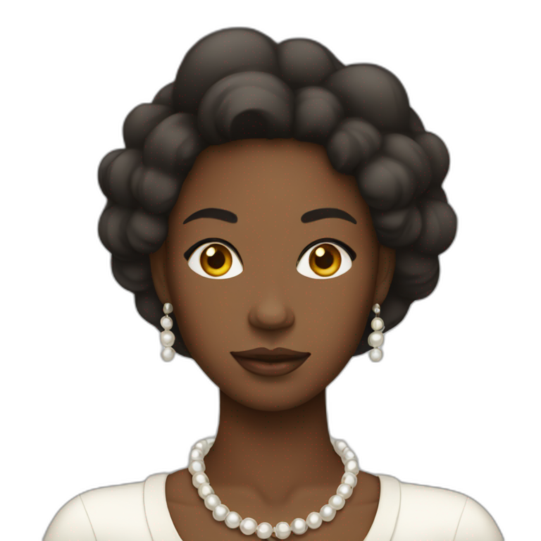 Black woman holding her pearls around her neck emoji