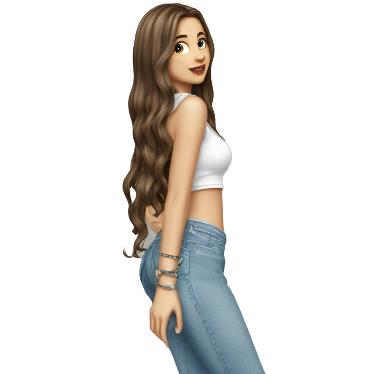 adorable girl in denim jeans emoji