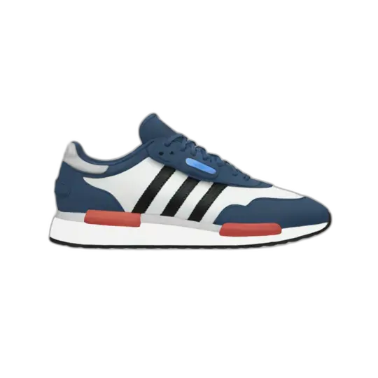 man race with White adidas shoes with blue strips emoji AI Emoji Generator