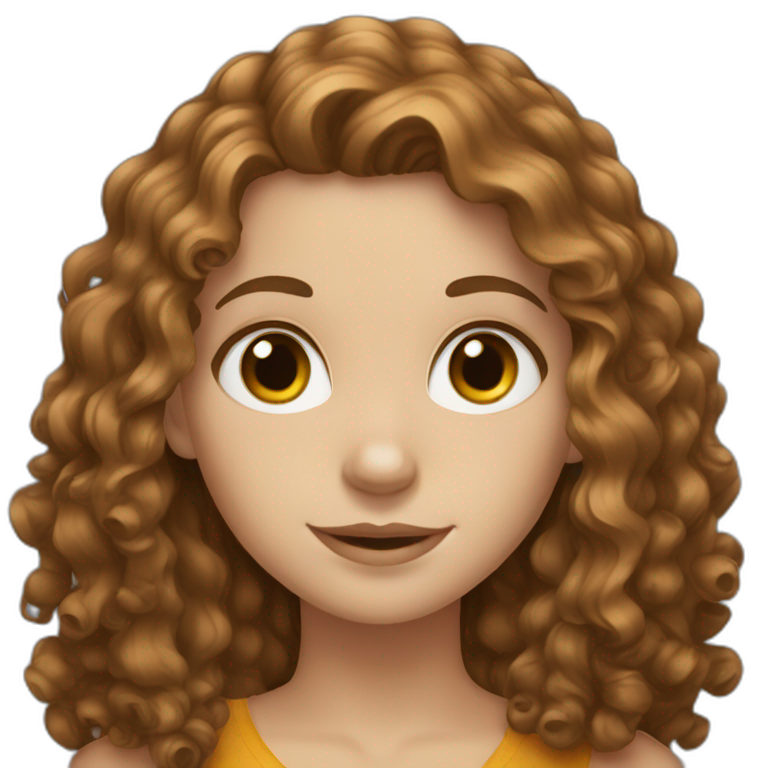 White girl with brown curly long hair emoji