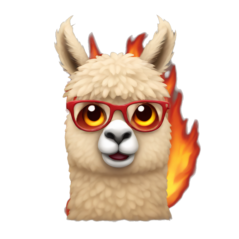 angry red coat alpaca emoji with burning eyes emoji