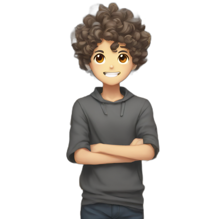 anime boy with curly hair emoji