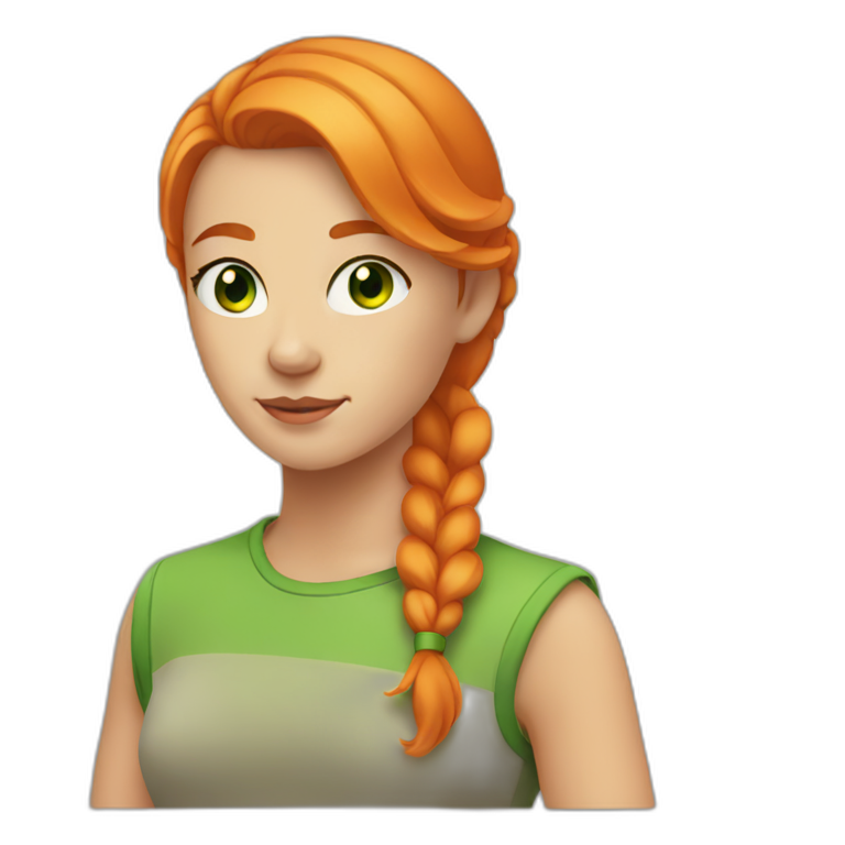 girl with shoulder length orange hair and green eyes emoji