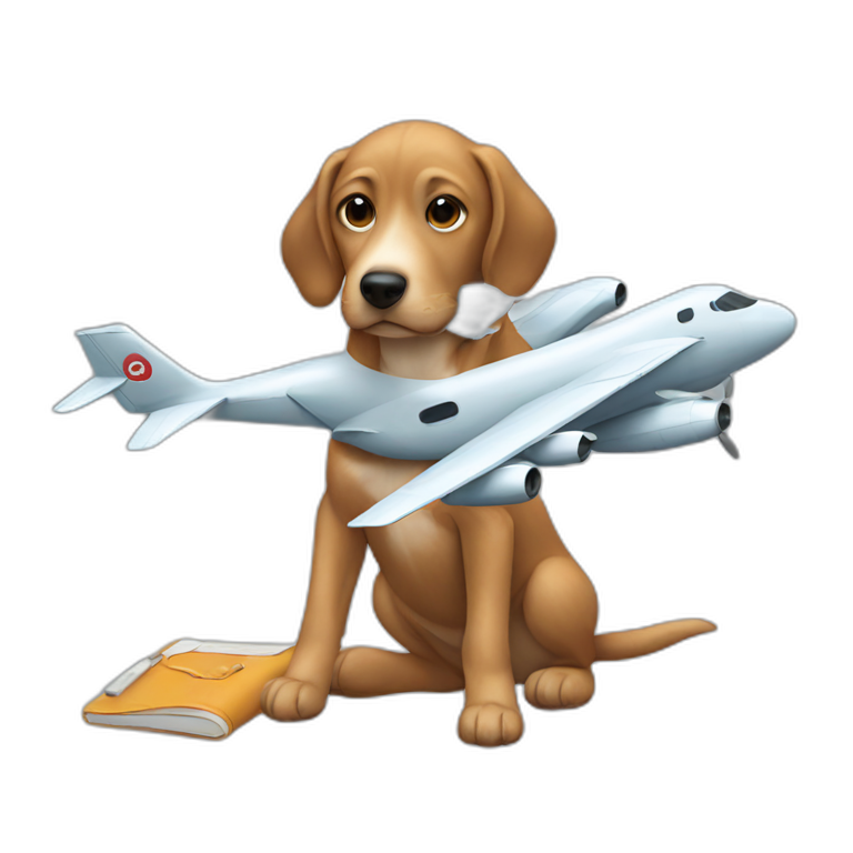 dog legs with plane emoji