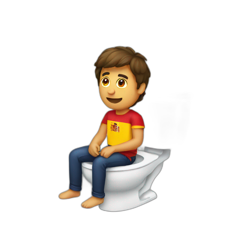 spanish guy with flag sitting on toilet emoji