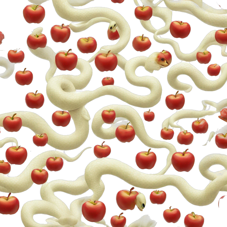 White Snake, red apple,  emoji