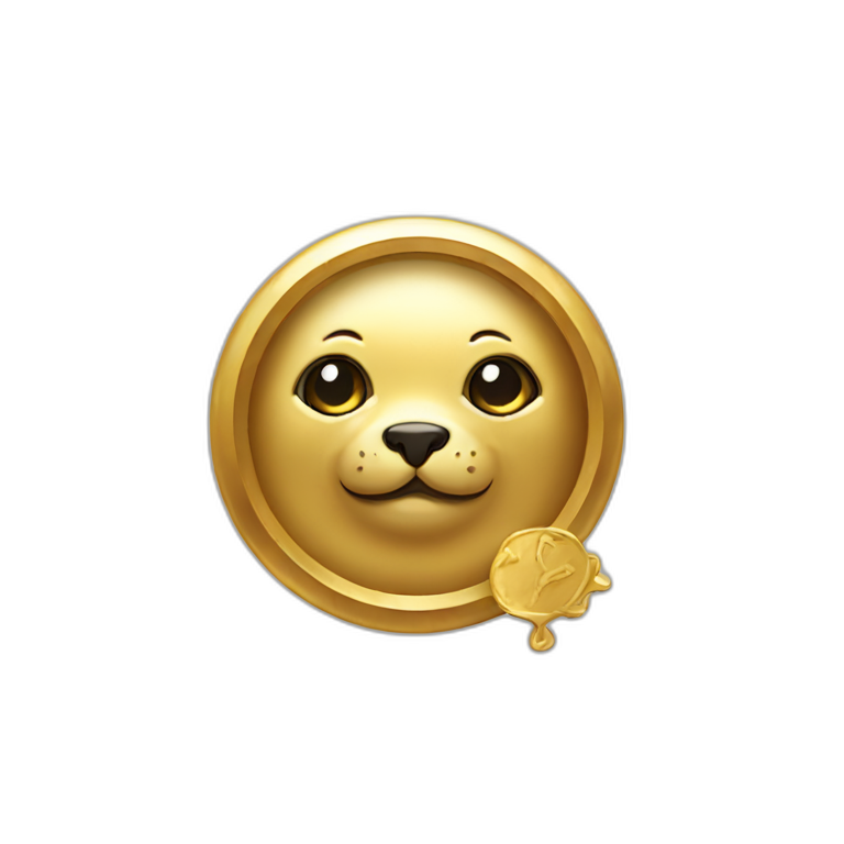 gold seal with cute seal face emoji
