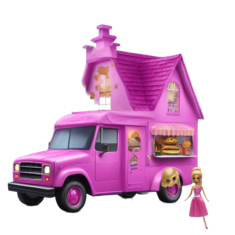 Barbie s haunted dream house and food truck jeep emoji AI Emoji Generator