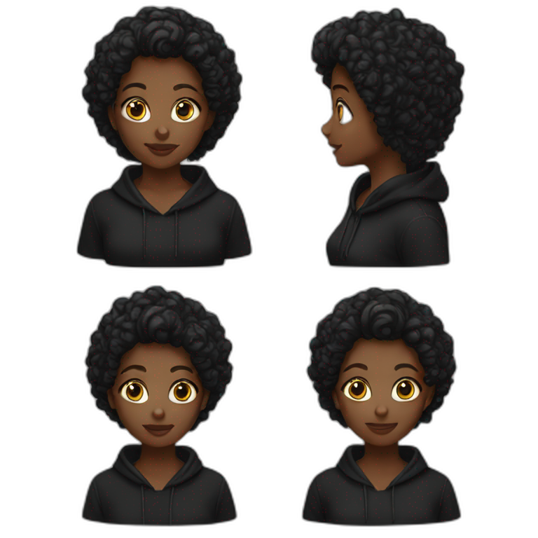 Black girl black hoodie  emoji