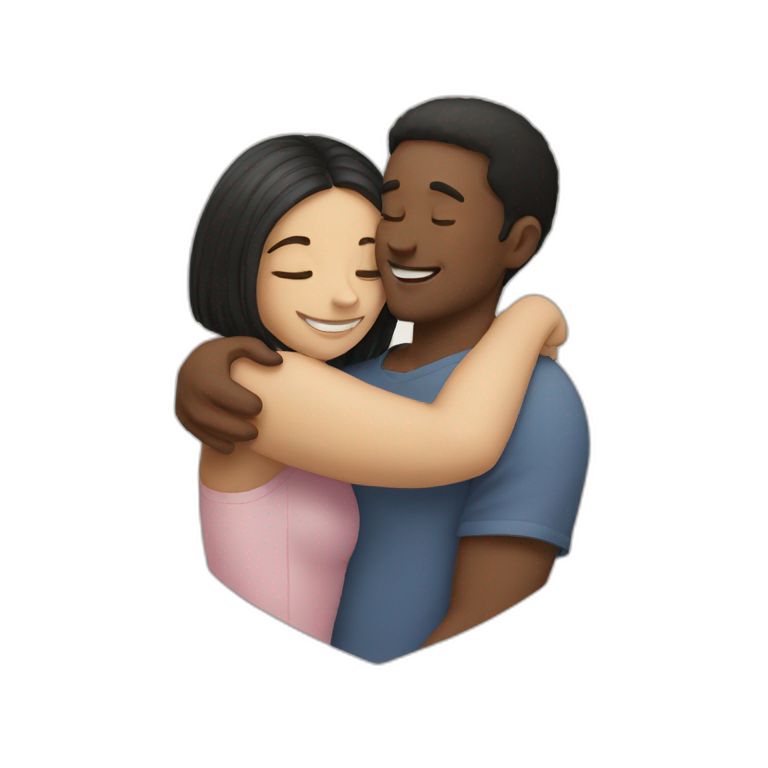 white guy is hugging a girl emoji