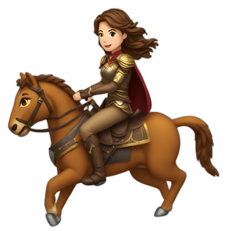 brown hair women riding Battle tigeer emoji