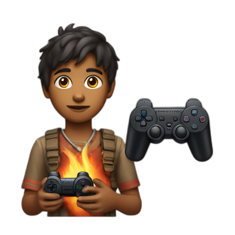 Indian Child With a PlayStation Fire Controller emoji