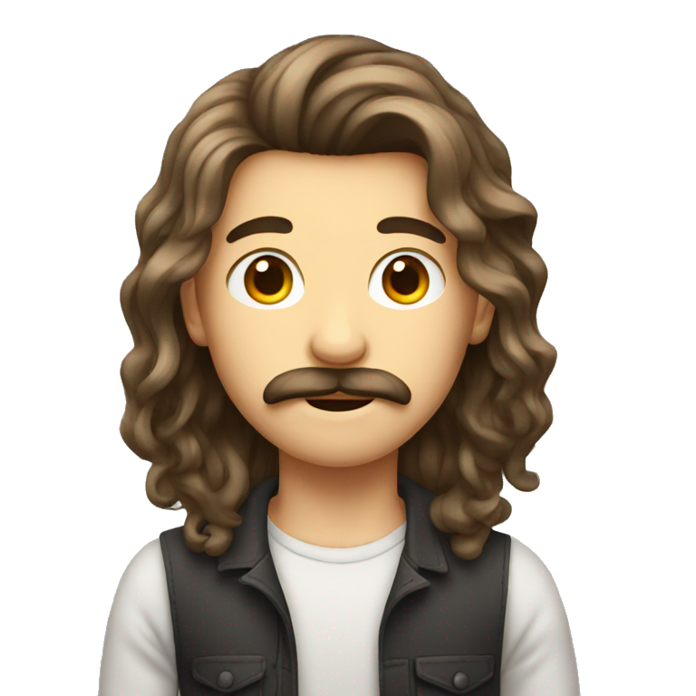 teenage boy with moustache and long hair emoji
