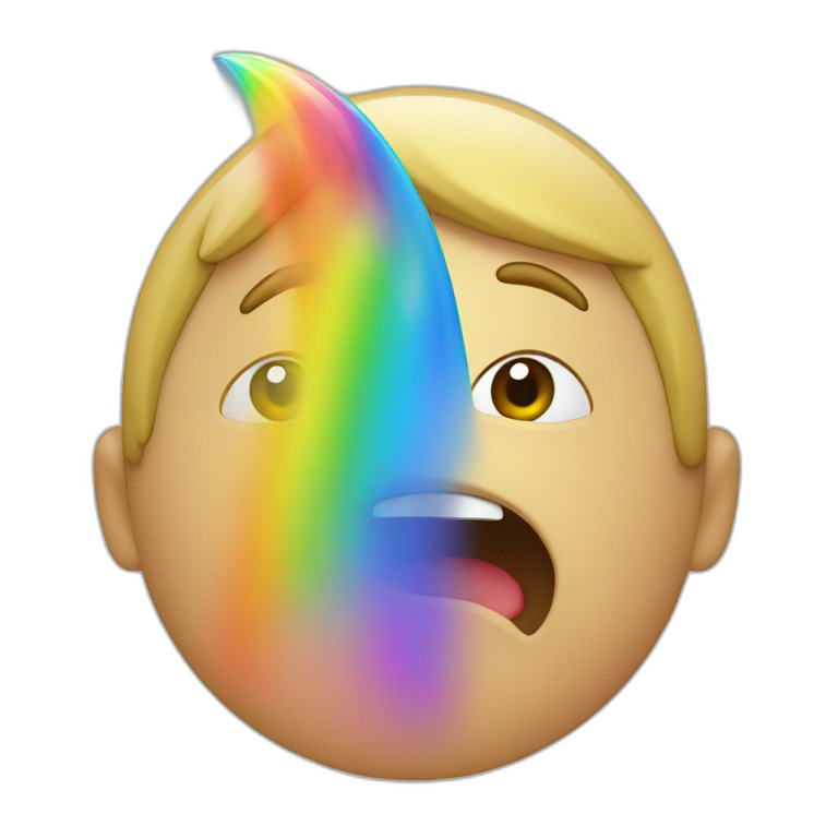 person spitting rainbow emoji