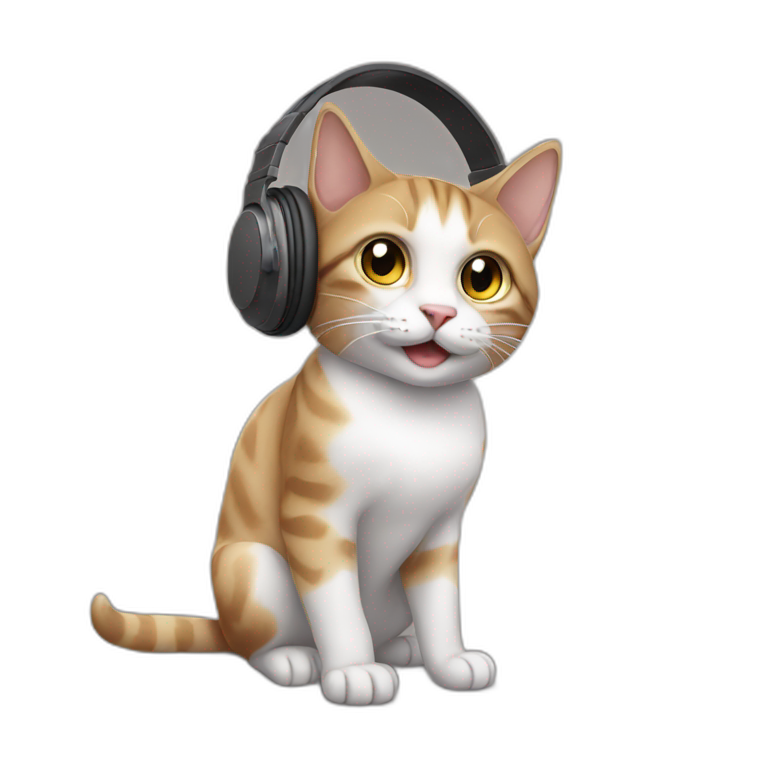 Cat on headphones  emoji