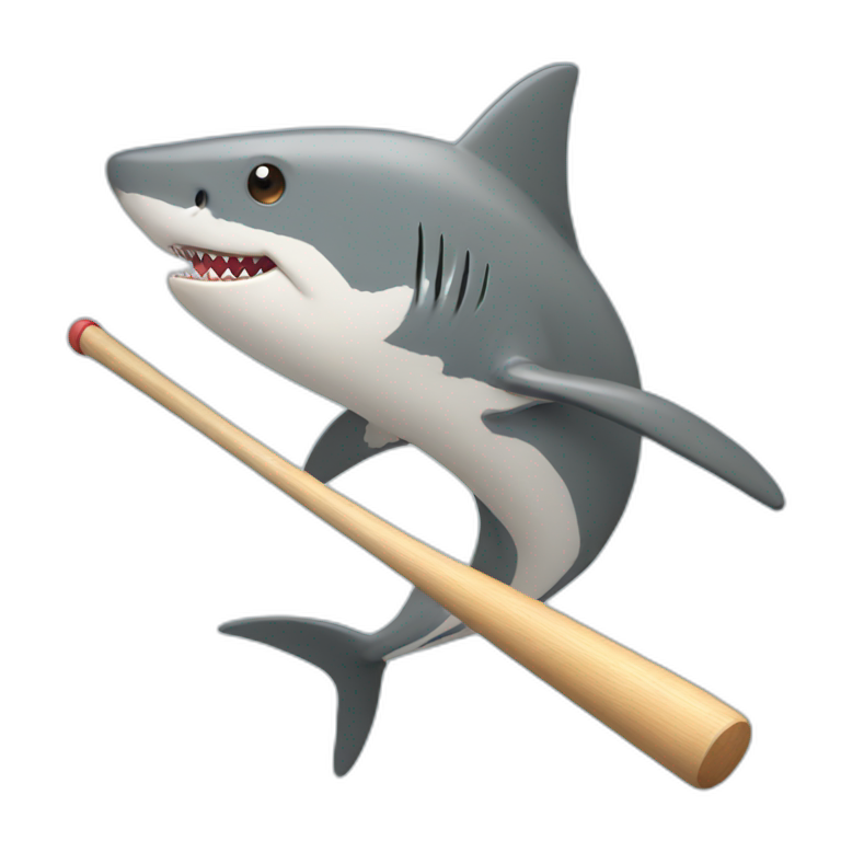 shark holding a baseball bat emoji