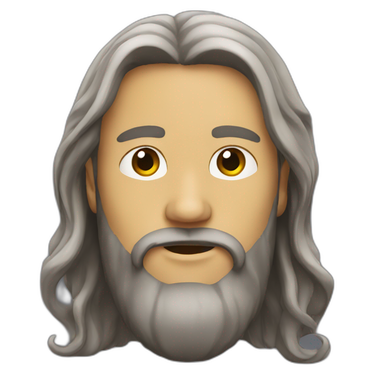 guy with beard long hair attached above his head emoji