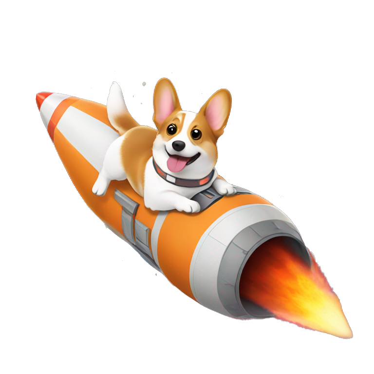 Corgi in a space rocket flying in the space  emoji