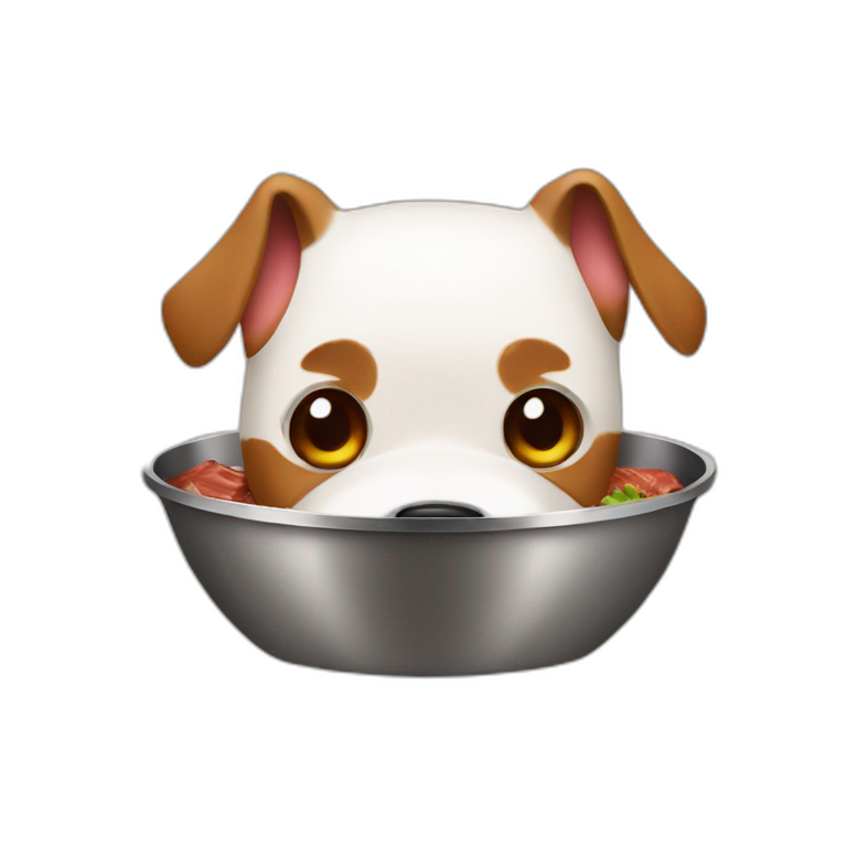 Dog bowl with steak emoji