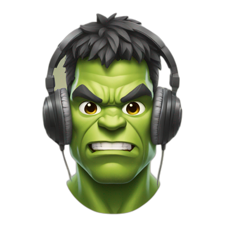 Hulk wearing headphones  emoji