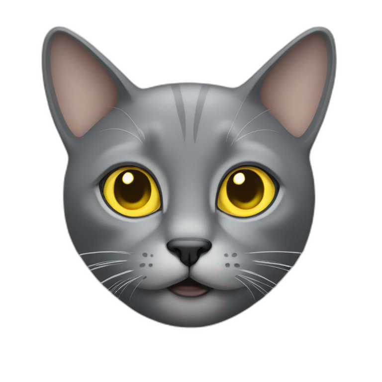 gray cat with yellow big eyes emoji