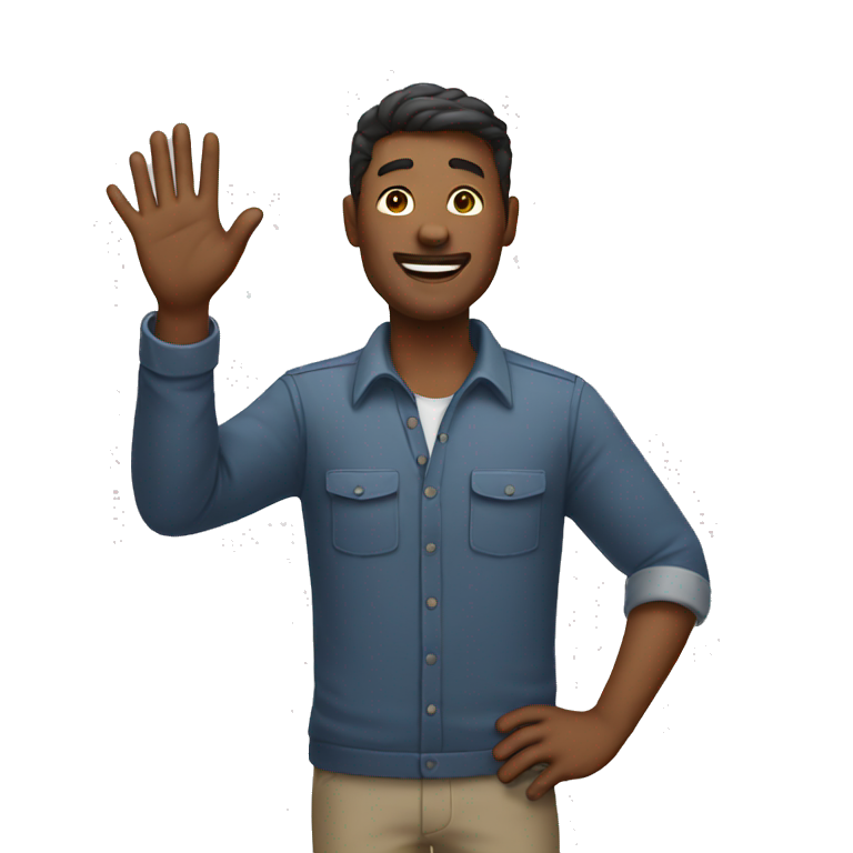 a man welcoming people and waving his hand emoji