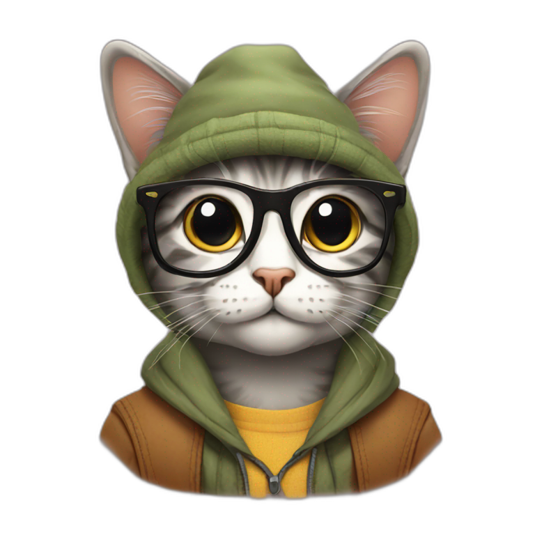 Hipster cat emoji