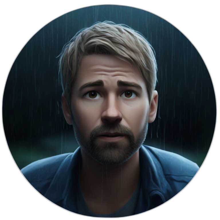 wet bearded man in rain emoji