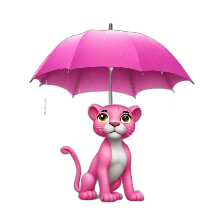 pink panther under rain emoji