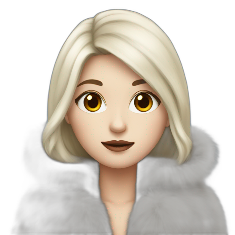 pale girl with dark hair in fur coat emoji