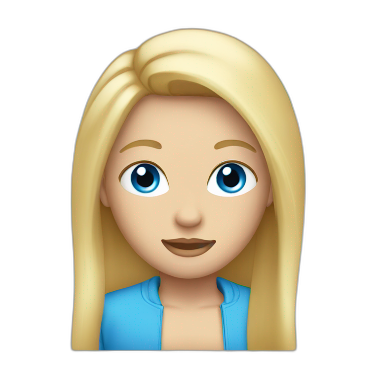 blond straigh hair emoji with blue eye  emoji