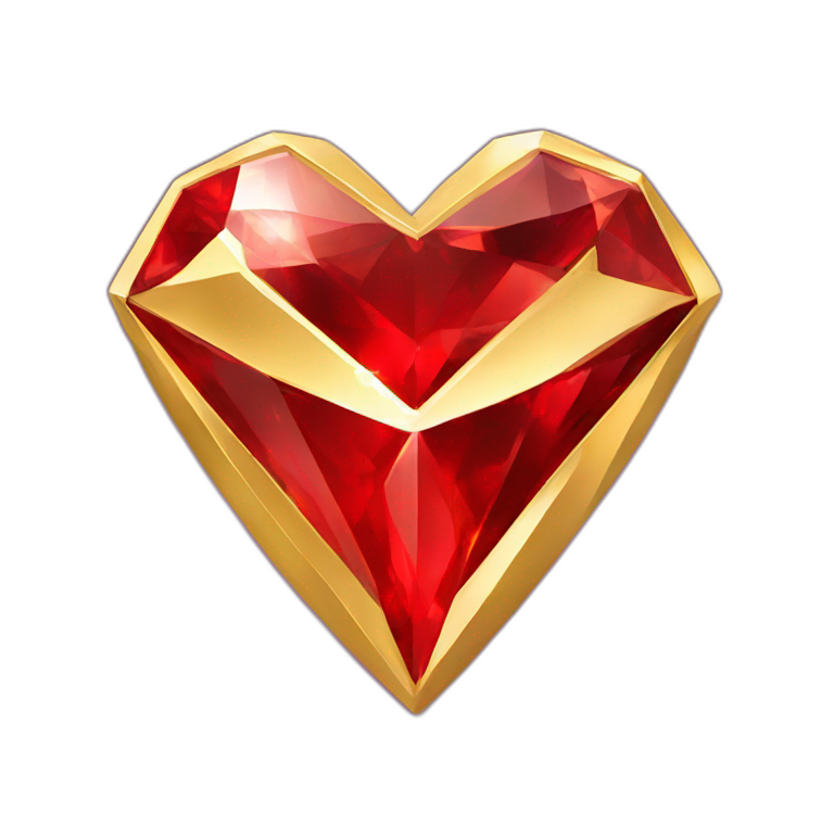Gold and red diamond heart jewel emoji