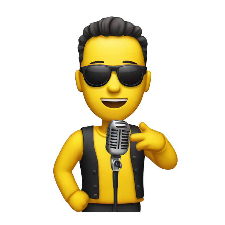 yellow man singer with microphone emoji