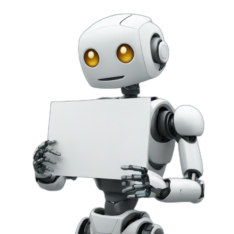 ai robot holding a sign emoji