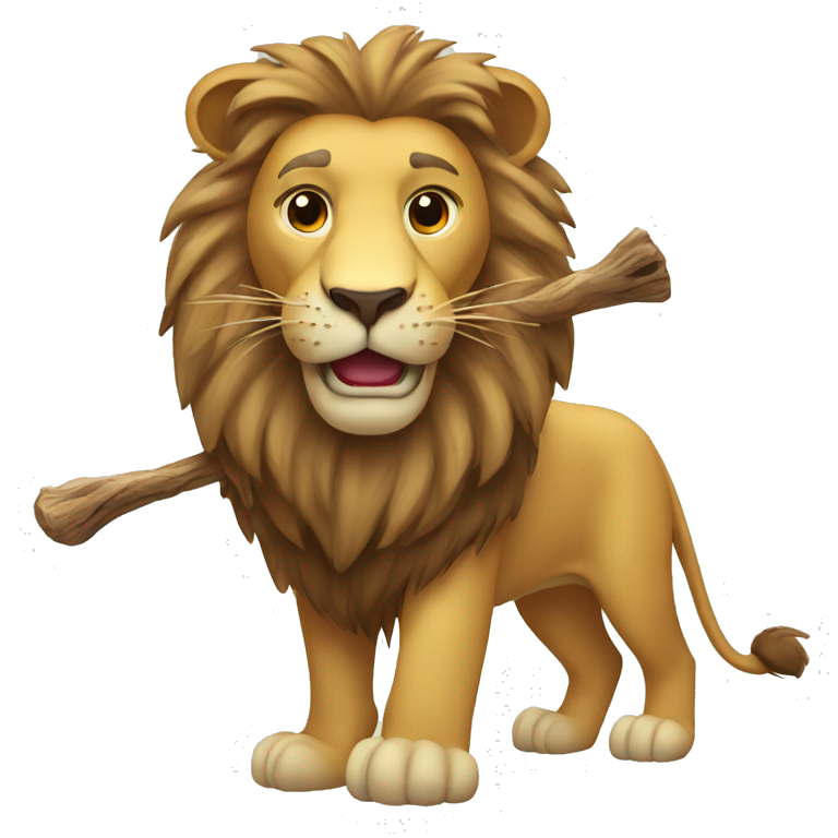Lion with stick emoji