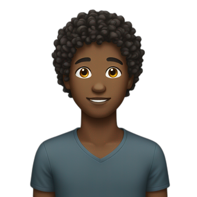 Black teen boy with curly hair  emoji