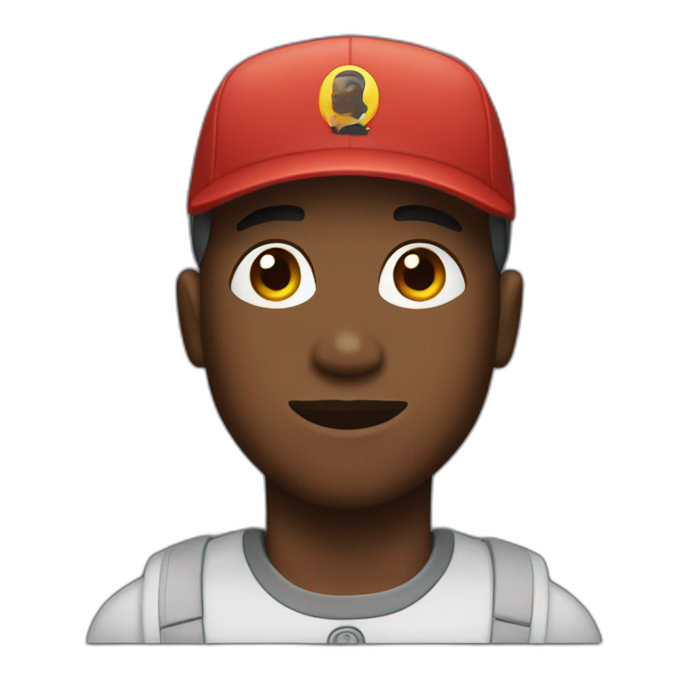 black man with cap and his hair buzz cut emoji