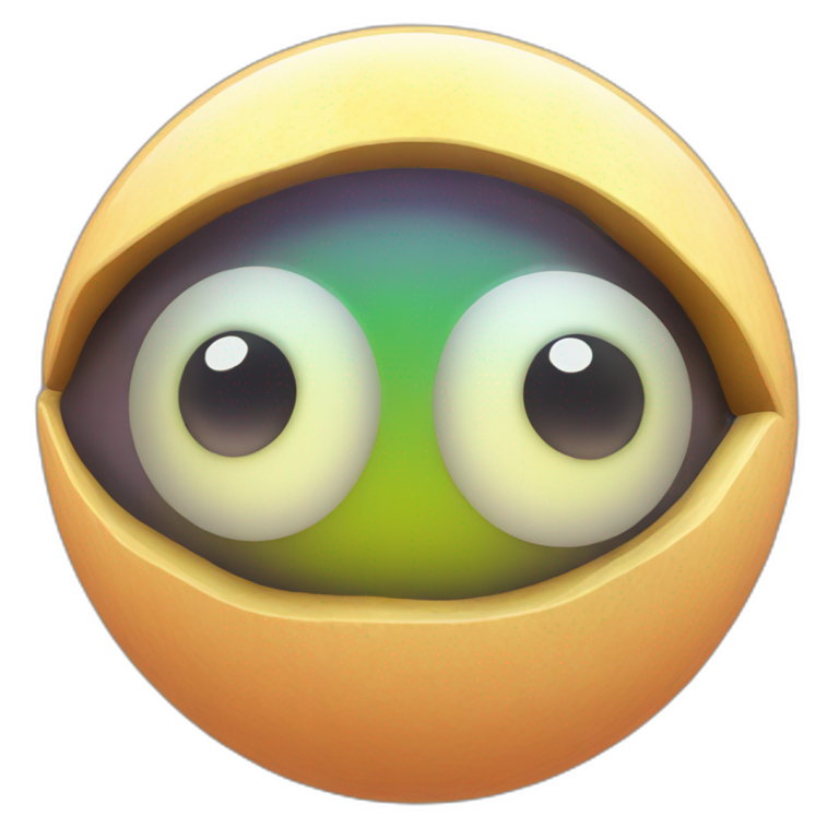 3d sphere with a cartoon glowstone texture with big feminine eyes emoji