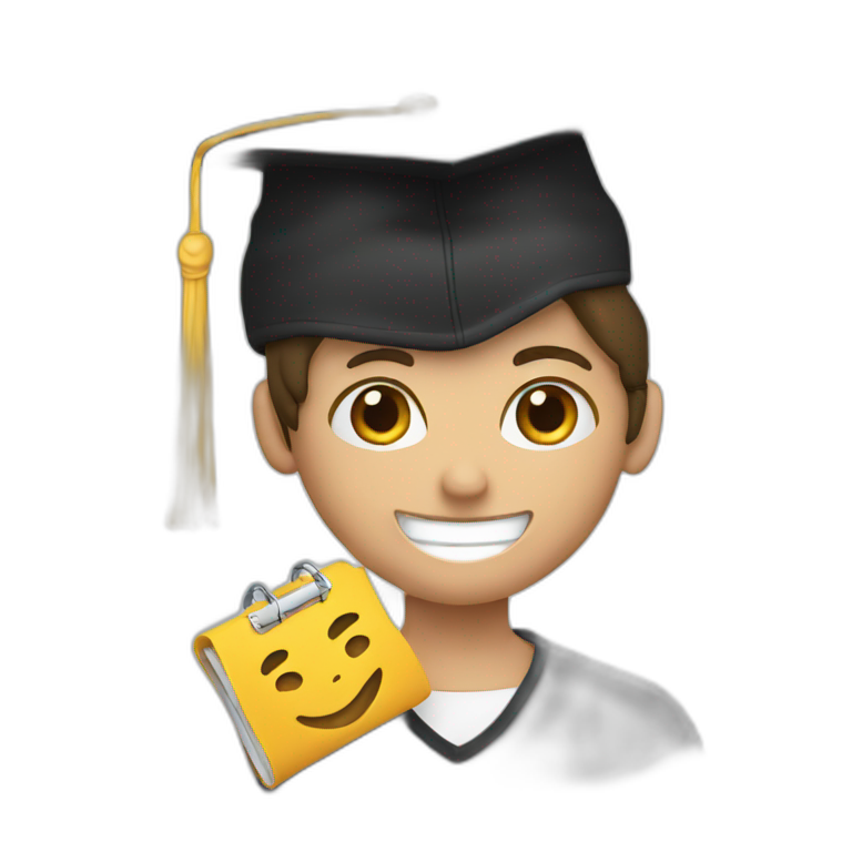 a student with a timetable in his hand and a black academic cap emoji