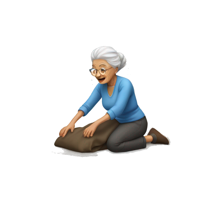 a granny on the ground emoji
