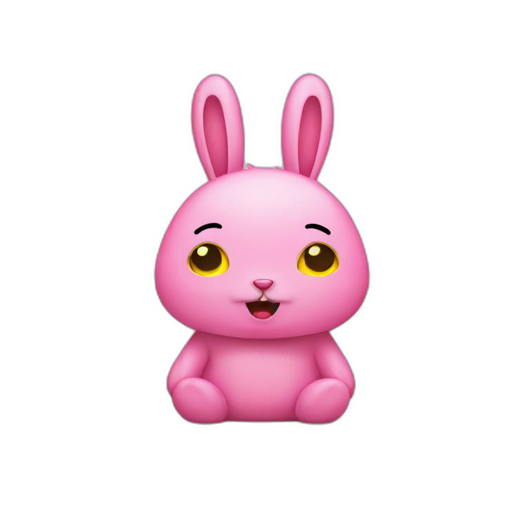 Pink rabbit crying, yellow teeshirt emoji