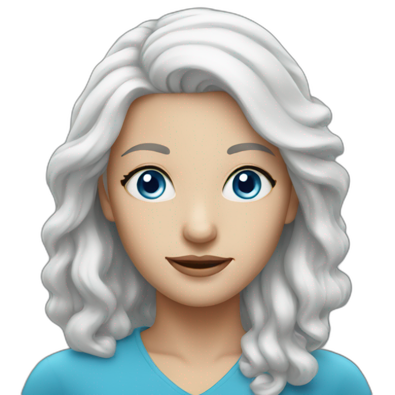 white hair woman with blue eyes emoji