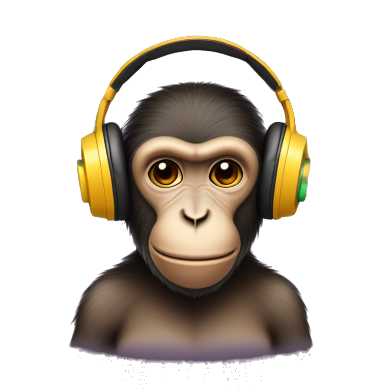 Monkey listening to music with headphones in emoji