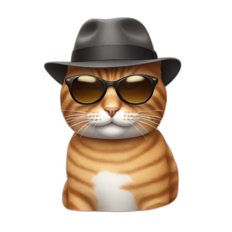 Cat with hat and sunglasses emoji
