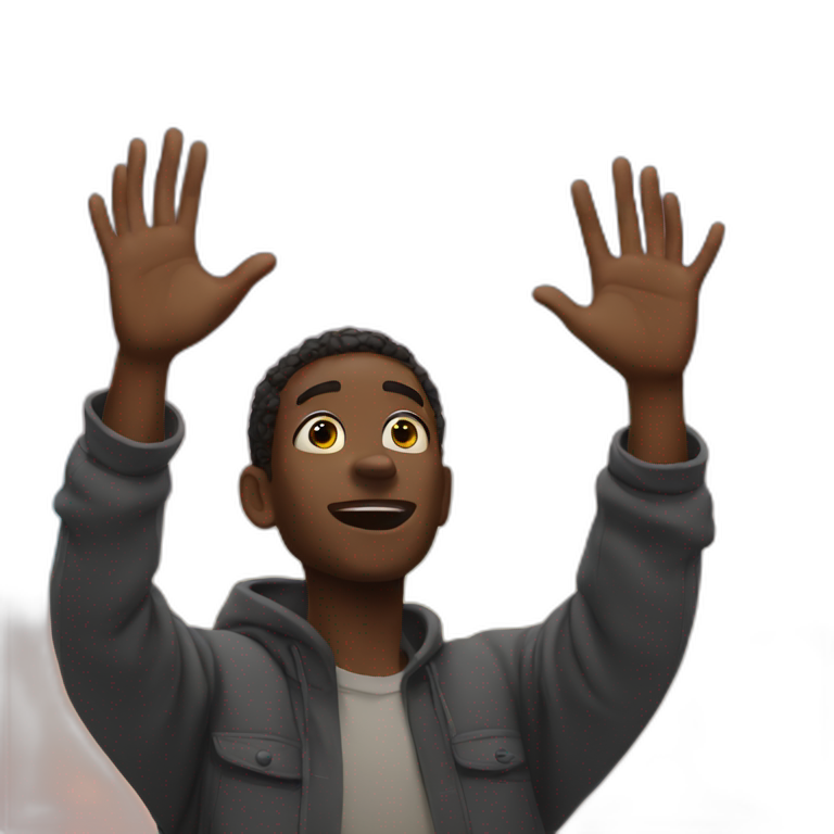 black man looking to the sky hands open emoji