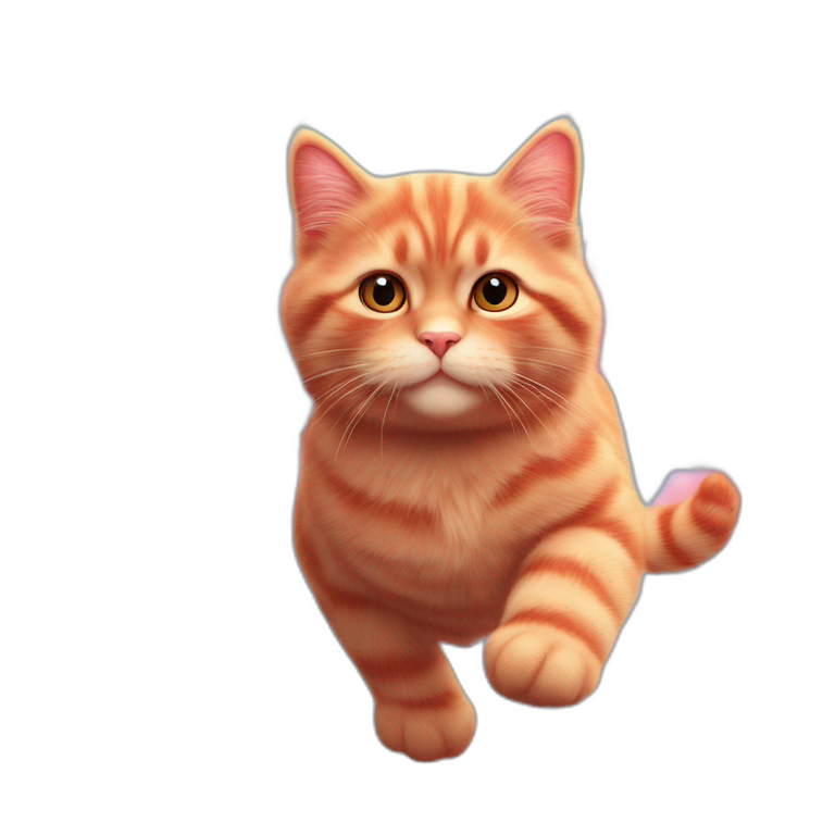 Fluffy plump red cat Cupid flies in the blue sky, rose petals, wings, pink clouds, Valentine's day, realistic, fine details, photorealism, cinematic, 8k, hyperdetailed, ultra detailed emoji