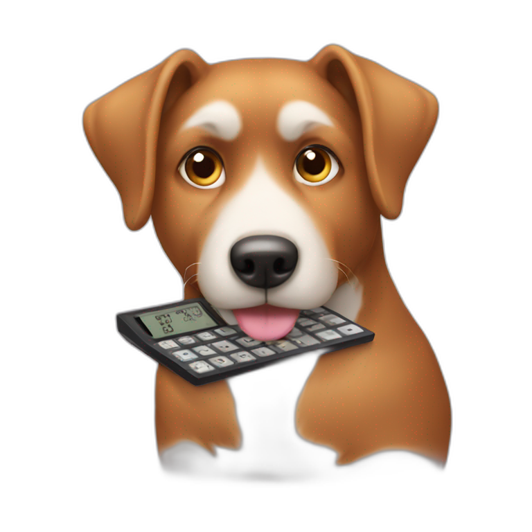 dog using calculator emoji