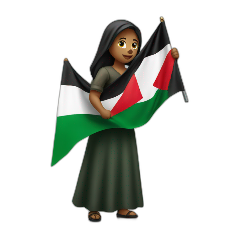 Women holding Palestinian flag emoji