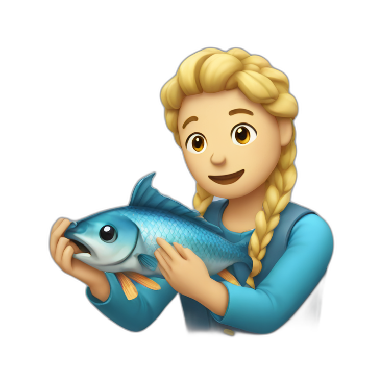 a person is rubbing a fish emoji