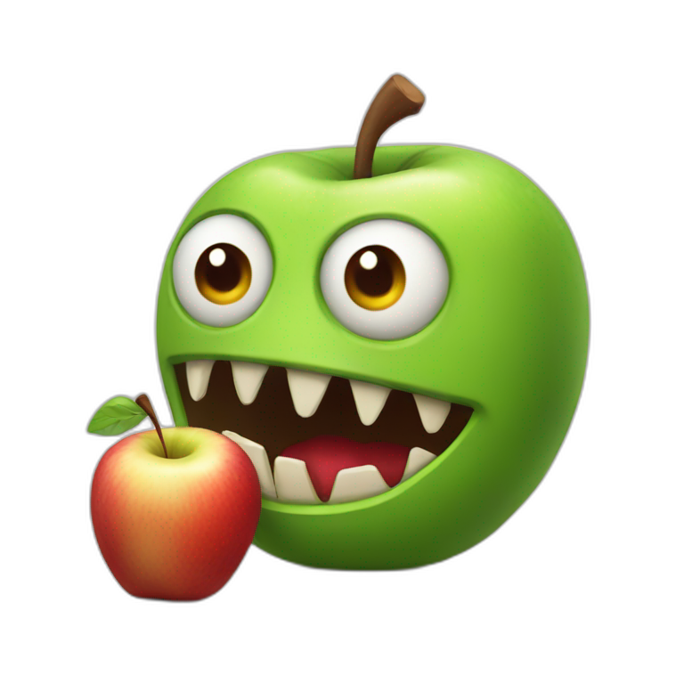 monster eating apple emoji